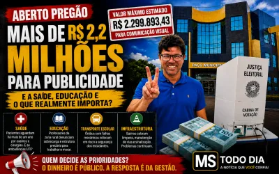 Imagem da notícia Prefeitura de Costa Rica abre licitação de R$ 2,2 milhões para publicidade; prioridade é saúde ou propaganda?